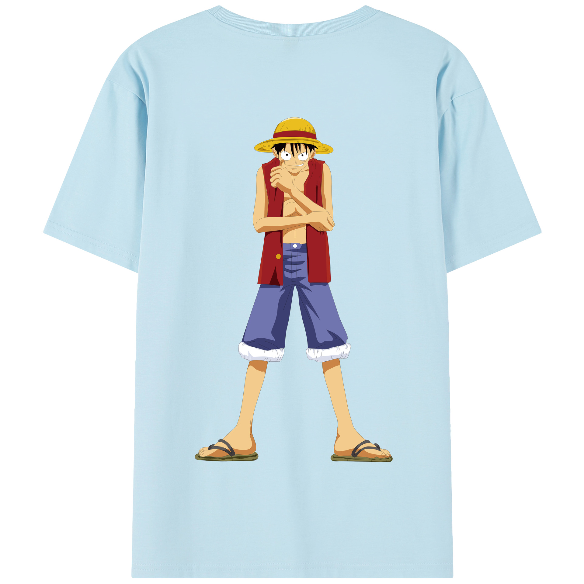 ワンピース モンキー・D・ルフィ ONE PIECE Monkey D. Luffy 綿100％半袖Tシャツ（背面プリント）